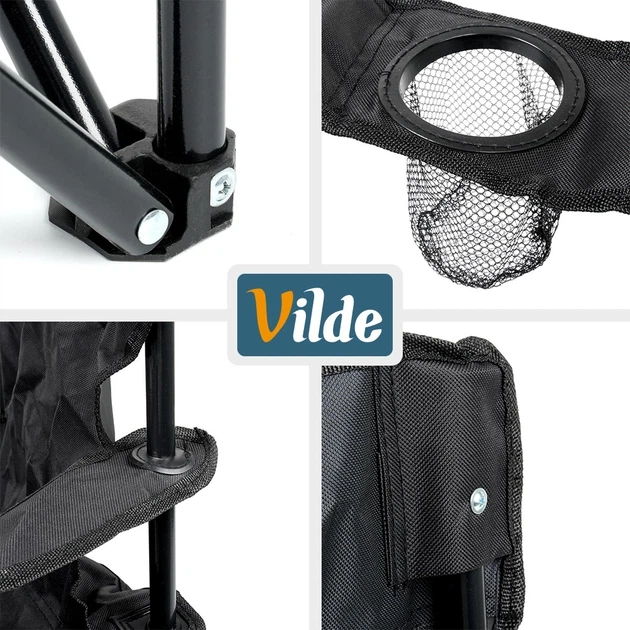 Туристичне крісло Vilde 489354 розкладне Чорне (5900670106451) - зображення 4