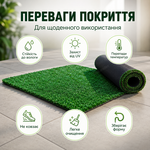 Искусственная трава AgroStar высота 8мм 2х25м для балкона террасы декоративный газон полипропилен UV защита - изображение 6