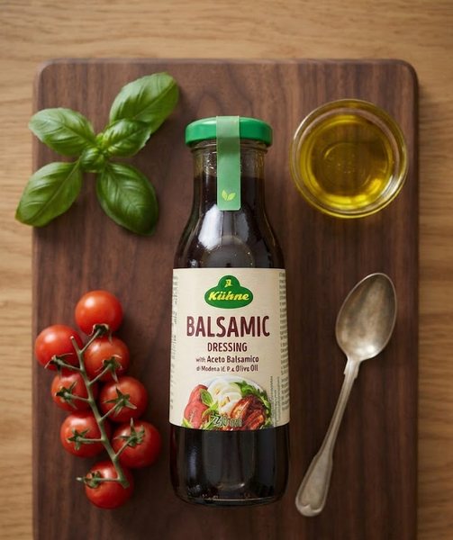 Соус бальзамічний Kühne Balsamic Dressing 250 мл салатний дресинг з оцтом Бальзаміко ді Модена для овочів салатів сиру та мяса - Фото 3 Соус бальзамічний Kühne Balsamic Dressing 250 мл салатний дресинг з оцтом Бальзаміко ді Модена для овочів салатів сиру та мяса - зображення 3
