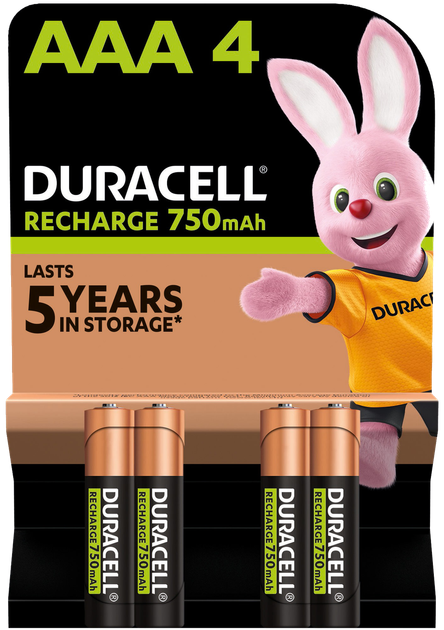 Акумулятори Duracell Rechargeable AAА 750 mAh, 4 шт. (6832571) - Фото 1 Акумулятори Duracell Rechargeable AAА 750 mAh, 4 шт. (6832571) - изображение 1