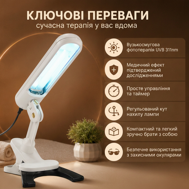 Лампа UVB 311nm 9W для лечения заболеваний кожи, псориаз, витилиго, атопический дерматит, экзема ФТ-001 - изображение 7