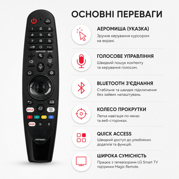 Пульт Magic Remote AN-MR20GA (AKB75855501) для телевизоров LG Smart TV с указкой (аэромышью) и голосовым поиском - Фото 4 Пульт Magic Remote AN-MR20GA (AKB75855501) для телевизоров LG Smart TV с указкой (аэромышью) и голосовым поиском - изображение 4