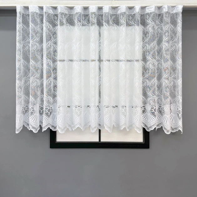 Короткая тюль, высотой 1,2м., жаккард. Цвет белый. Код 728т 4199380 - Фото 1 Короткая тюль, высотой 1,2м., жаккард. Цвет белый. Код 728т 4199380 - изображение 1