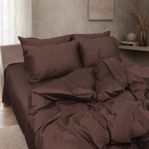 Комплект постельного белья MirSon Двуспальный 175х210 см 0210 Cacao Active Satin Premium (2200013489467) - Фото 2 Комплект постельного белья MirSon Двуспальный 175х210 см 0210 Cacao Active Satin Premium (2200013489467) - изображение 2