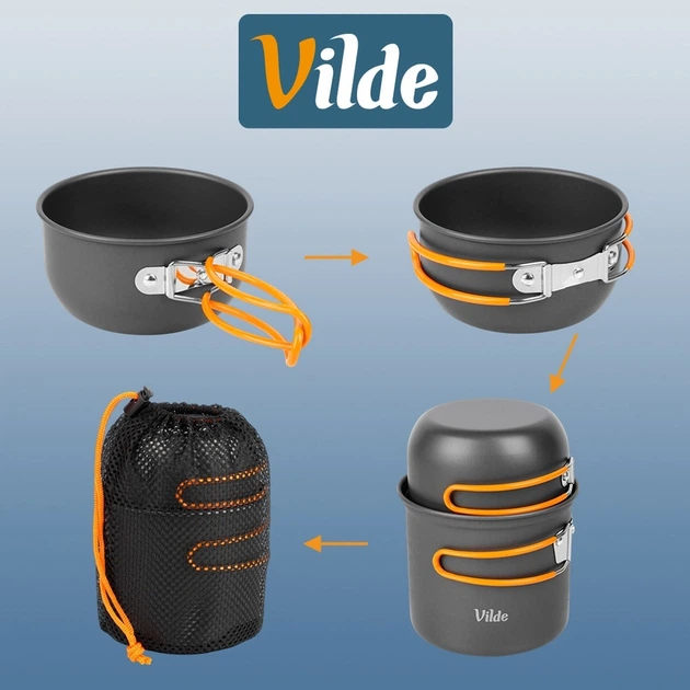 Набір туристичного посуду Vilde 489426 800/450 мл Сірий (5900670122499) - Фото 12 Набір туристичного посуду Vilde 489426 800/450 мл Сірий (5900670122499) - зображення 12