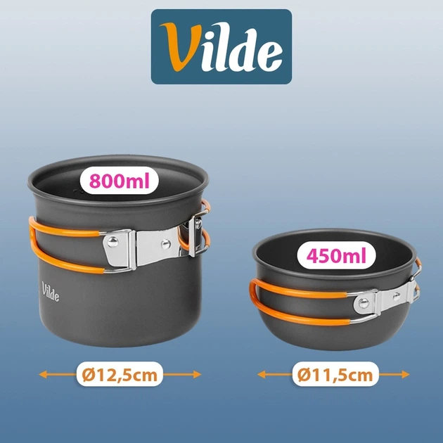Набір туристичного посуду Vilde 489426 800/450 мл Сірий (5900670122499) - Фото 14 Набір туристичного посуду Vilde 489426 800/450 мл Сірий (5900670122499) - зображення 14