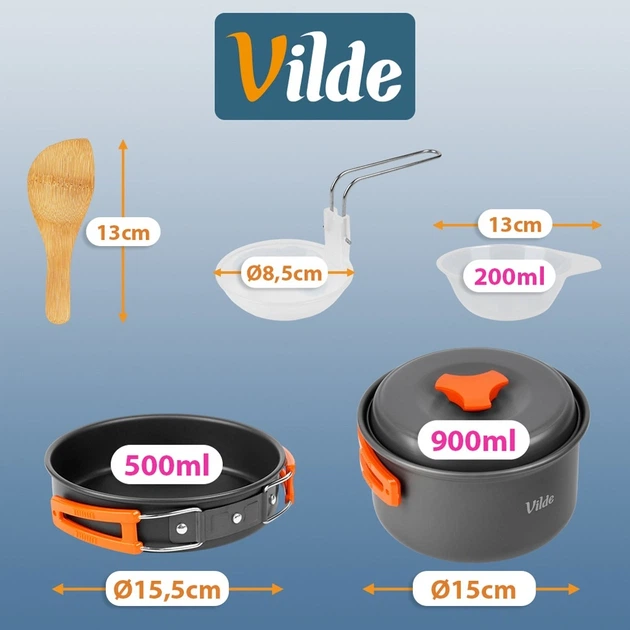 Набір туристичного посуду Vilde 489428 900/500 мл з аксесуарами Сірий (5900670122512) - Фото 14 Набір туристичного посуду Vilde 489428 900/500 мл з аксесуарами Сірий (5900670122512) - зображення 14