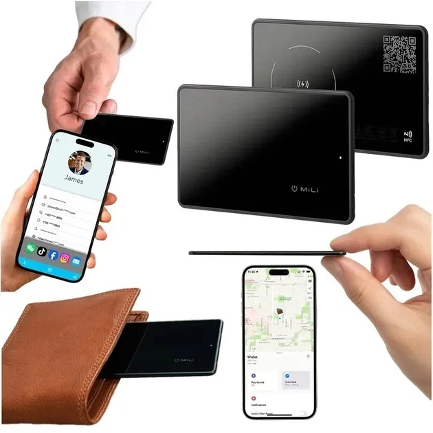 Lokalizator Bluetooth + cyfrowa wizytówka QR MiLi MiCard APL dla Apple Find My Czarny (6938012332526) - Zdjęcie 3 Lokalizator Bluetooth + cyfrowa wizytówka QR MiLi MiCard APL dla Apple Find My Czarny (6938012332526) - obraz 3
