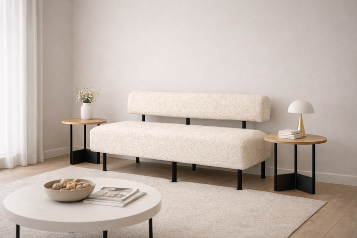 Диван компактный Tobi Sho Люмо для офиса, гостиной, студии, салона, 1800х540х750 букле Alpaca Айвори/04 - изображение 3