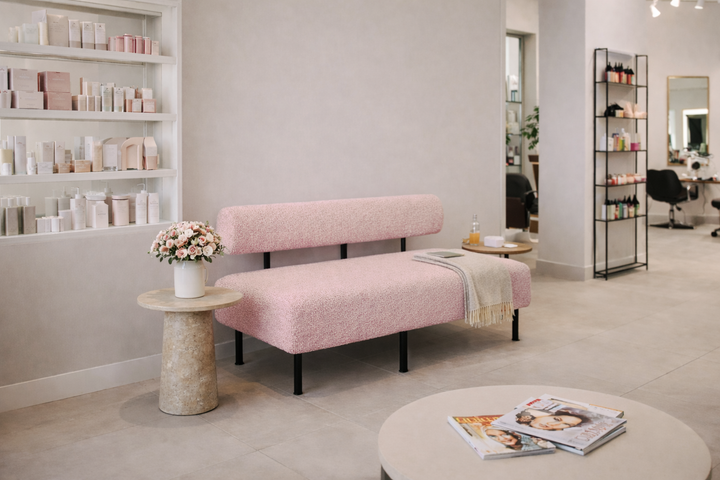 Диван компактный Tobi Sho Люмо для офиса, гостиной, студии, салона, 1800х540х750 букле Alpaca Светло-розовый/61 - изображение 5