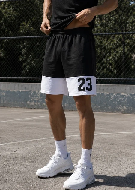 Мужские спортивные шорты Premium Fit — Navy Motion черно-белые M - Фото 2 Мужские спортивные шорты Premium Fit — Navy Motion черно-белые M - изображение 2