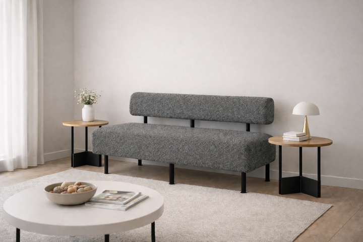 Диван компактный Tobi Sho Люмо для офиса, гостиной, студии, салона, 1800х540х750 букле Alpaca Темно-серый/97 - изображение 3
