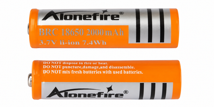 Аккумулятор AloneFire BRC 18650 Li-ion 2000 mAh 3.7V для фонарей, приборов и электроники - изображение 2