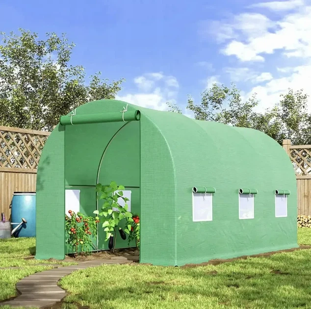 Теплиця садова 6 м² 3×2×2 м 6 вікон армована плівка 140 г/м² UV-4 оцинкований каркас 19 мм Зелена (P0021) - изображение 2