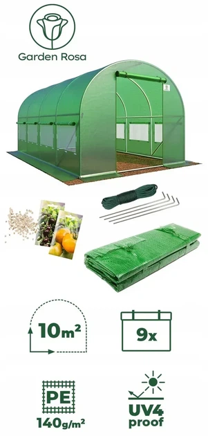 Теплиця садова 10 м² 4×2.5×2 м армована плівка 140 г/м² UV-4 оцинкований каркас Зелена (P0025) - Фото 6 Теплиця садова 10 м² 4×2.5×2 м армована плівка 140 г/м² UV-4 оцинкований каркас Зелена (P0025) - зображення 6