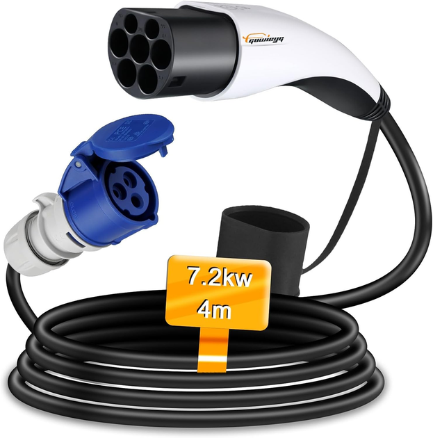 Адаптер Type 2 (IEC 62196) на CEE 32A 7,2 кВт, кабель 4 м, IP54 для зарядных станций электромобилей - изображение 3