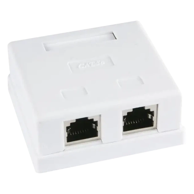 Розетка 2 порта экранированная RJ45 STP белая 5E Hypernet MB-STP2 - Фото 1 Розетка 2 порта экранированная RJ45 STP белая 5E Hypernet MB-STP2 - изображение 1