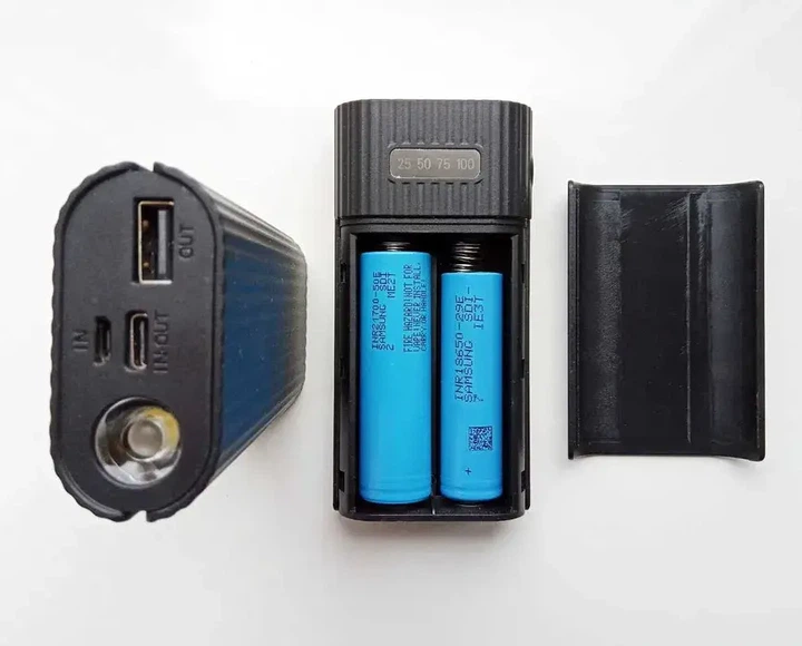 Корпус Повербанка Power Bank на 2 АКБ 18650 - 21700 с защитой, фонарик - изображение 6