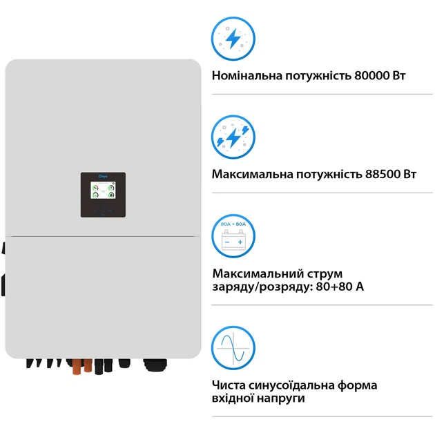 Система зберігання енергії DEYE SUN-80K-SG02HP3-EU-EM6 80kW 176.8kWh 1BAT LiFePO4 ≥10000 циклів (SV-3DE80K1-HGS176K1-1) - зображення 3