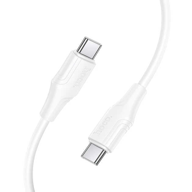 Кабель HOCO X124 Bien 60W silicone charging data cable C to C White - Фото 3 Кабель HOCO X124 Bien 60W silicone charging data cable C to C White - зображення 3