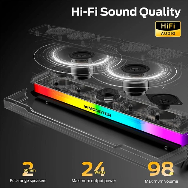 Портативная колонка Bluetooth-акустика Monster S330 S50 (MS62149) | BT6.0, 10W RMS / 20W Peak, RGB, 2200mAh - изображение 9