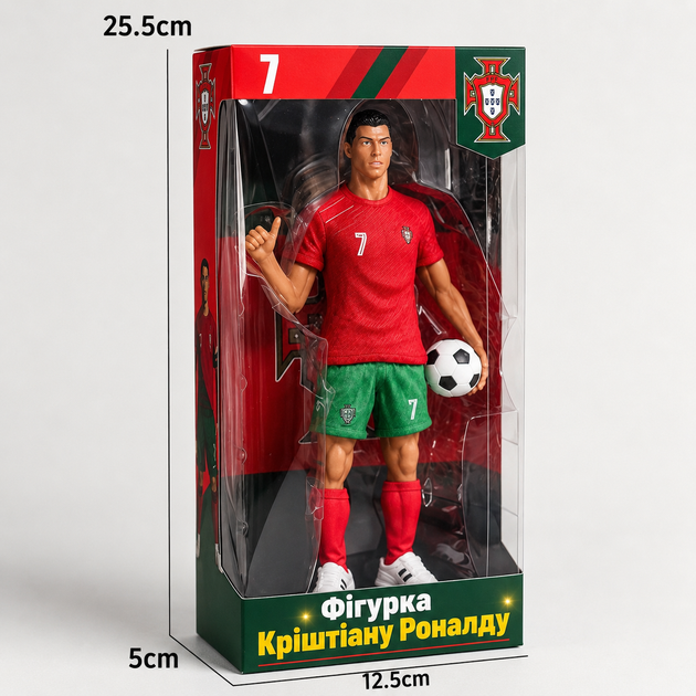Коллекционная фигурка Cristiano Ronaldo 22см с мячом на подставке сувенир для фанатов футбола - изображение 4