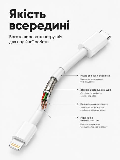 Кабель для быстрой зарядки Apple iPhone Type-C to Lightning USB-C шнур лайтнинг тайпси зарядка для IOS устройств айфон айпад (100 см) - Фото 7 Кабель для быстрой зарядки Apple iPhone Type-C to Lightning USB-C шнур лайтнинг тайпси зарядка для IOS устройств айфон айпад (100 см) - изображение 7
