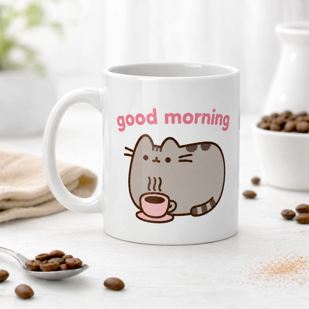 Чашка кот Пушин Pusheen The Cat с надписью Good Morning 330 мл - изображение 3