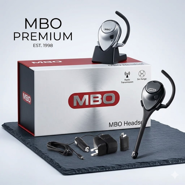Беспроводная радио-гарнитура MBO для авто и офиса: надежная связь, 2 аккумулятора в комплекте, чистый звук без помех - изображение 3