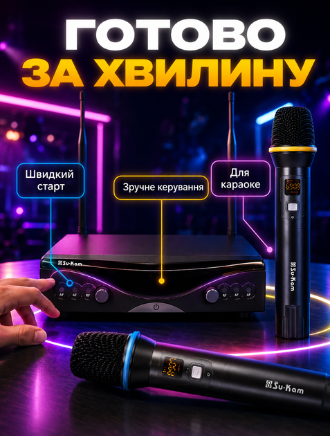 Беспроводная радиосистема для живых выступлений с двумя конденсаторными микрофонами кардиоидной направленности с радиусом приема до 30 м - изображение 4