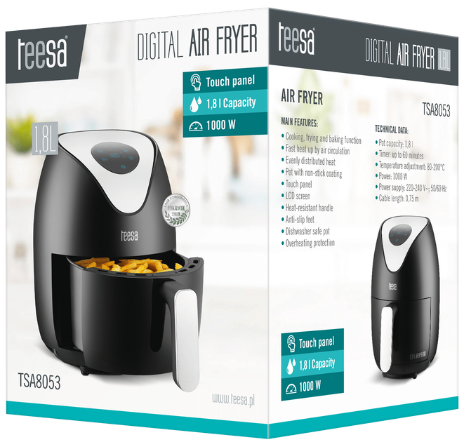 Фритюрниця Teesa Digital Air Fryer Чорна (TSA8053) - зображення 7