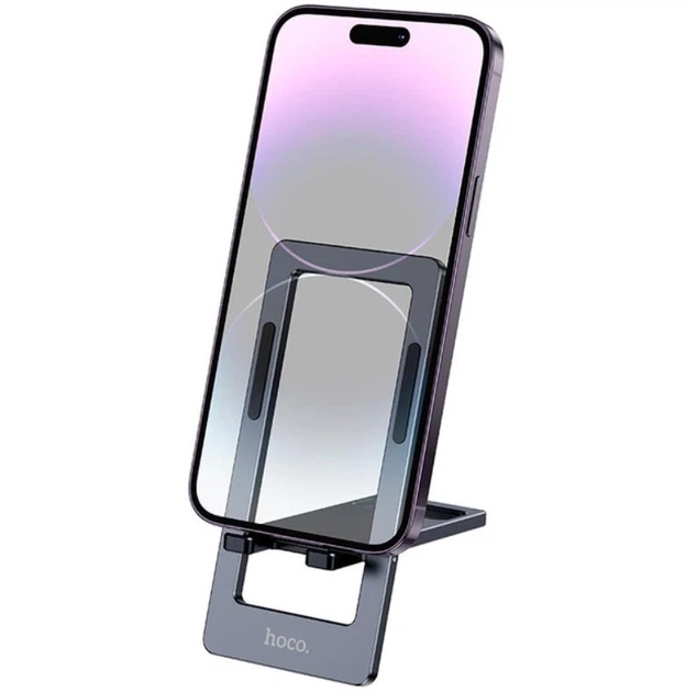 Настольный держатель для телефона HOCO HD11 Volar metal folding desktop stand металлическая подставка складная регулируемая Серая - изображение 5