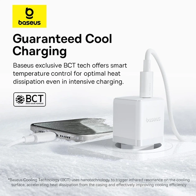 Мережевий зарядний пристрій з кабелем Baseus Palm Fast Charger 1C 30W EU Moon White(With:Baseus Mini White Cable C to C 60W(20V/3A) 1m Moon White) - зображення 13