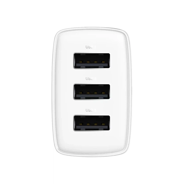 Мережевий зарядний пристрій Baseus Compact Charger 3U 17W EU White - Фото 5 Мережевий зарядний пристрій Baseus Compact Charger 3U 17W EU White - изображение 5