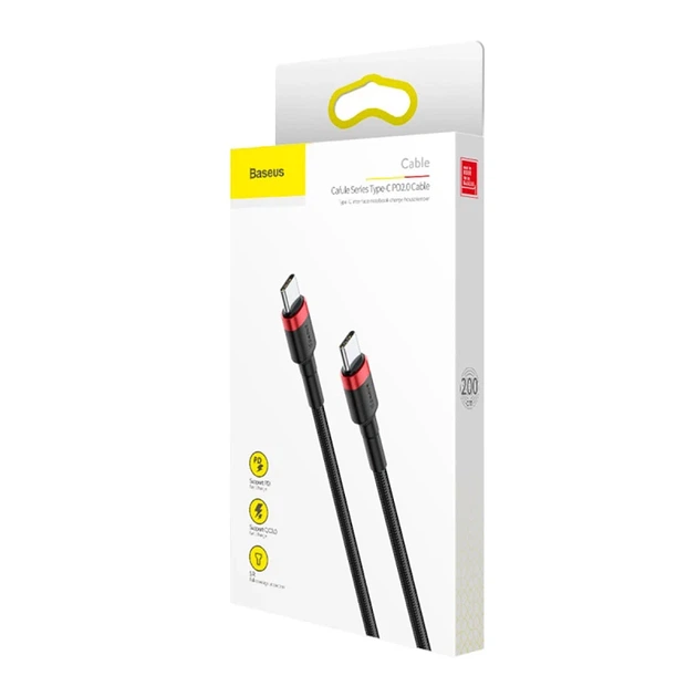 Кабель Baseus Cafule USB Cable Type-C-Type-C 3A 2m Red+Black - Фото 2 Кабель Baseus Cafule USB Cable Type-C-Type-C 3A 2m Red+Black - изображение 2