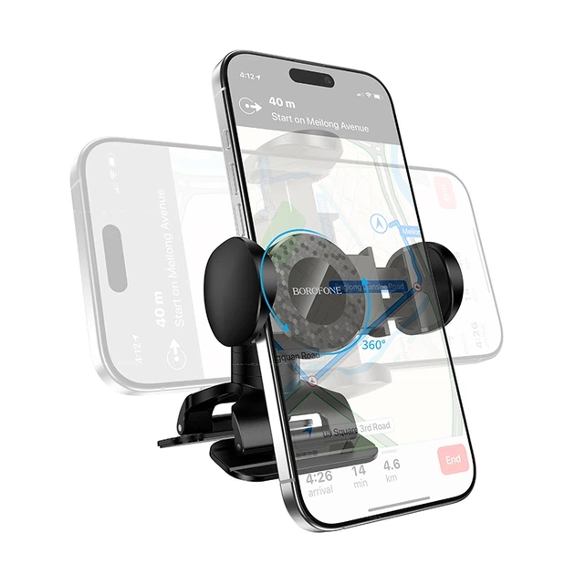 Автомобильный держатель для телефона BOROFONE BH142 Support pull clip car holder на торпеду и козырек приборной панели с вращением на 360° Черный - изображение 5
