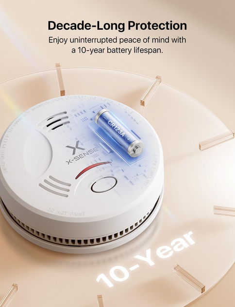 Димовий сповіщувач X-Sense SD11 фотоелектричний, батарея 10 років, 85 дБ, EN14604, пожежна сигналізація для дому, білий - зображення 5