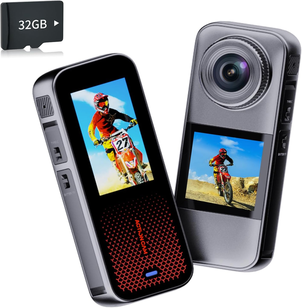 Екшн-камера Xilecam Dual Screen 1080p: два екрани, захист від дощу, 2 АКБ по 1350 мАг + карта 32 ГБ та аксесуари - зображення 3