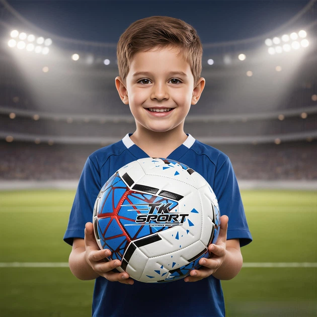 М'яч футбольний TK Sport №5 420 грам Blue/White (C44442/2) - Фото 2 М'яч футбольний TK Sport №5 420 грам Blue/White (C44442/2) - зображення 2