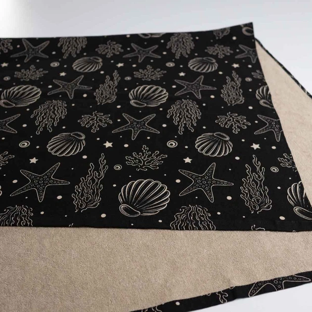 Пляжное полотенце большое тонкое махровое с принтом GM Textile 70х150 см 300 г/м2 (Черный) - Фото 3 Пляжное полотенце большое тонкое махровое с принтом GM Textile 70х150 см 300 г/м2 (Черный) - изображение 3