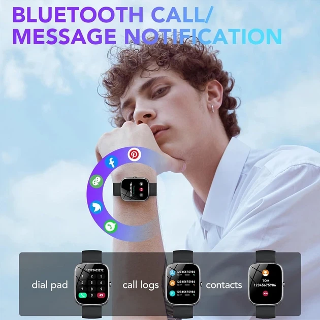Смарт-годинник Matast T60 1.91" Black IP68 з Bluetooth-дзвінками: розумний годинник, 100+ спортивних режимов, унісекс - Фото 8 Смарт-годинник Matast T60 1.91" Black IP68 з Bluetooth-дзвінками: розумний годинник, 100+ спортивних режимов, унісекс - зображення 8