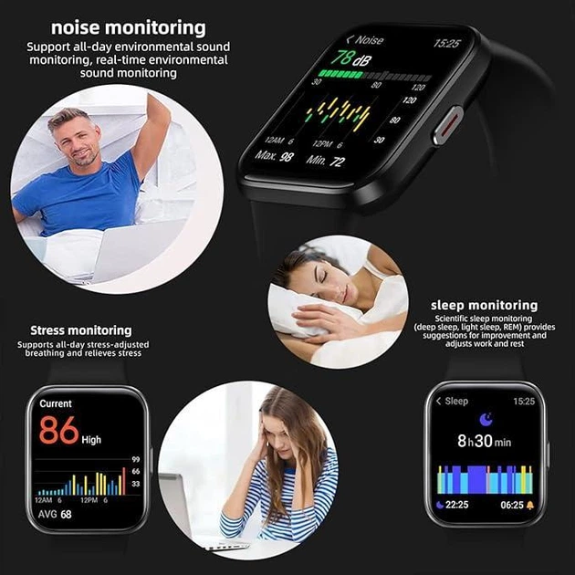 Розумний смарт-годинник ID208 Plus: 1.69" дисплей, Bluetooth-дзвінки, вбудована Alexa, моніторинг здоров’я та IP68 захист - зображення 4