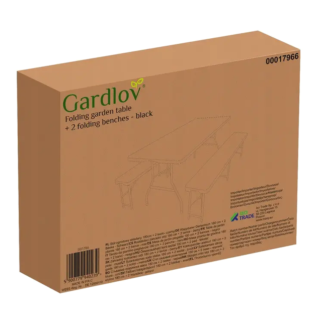 Садовый стол складной 180 см с скамейками для пикника черный Gardlov LS-0702 - изображение 9
