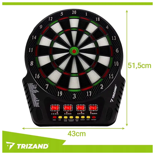 Электронная мишень для дартса 1 16 игроков 27 игр 6 дротиков Trizand LS-0543 - изображение 4