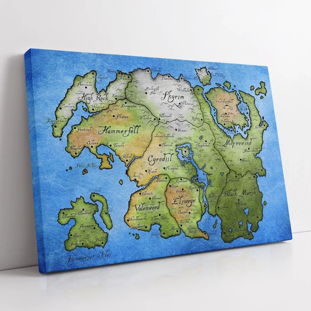Інтер'єрна картина Тамріель, карта, Tamriel, Elder Scrolls, TES, декор кімнати геймера, 30×42 см (id6586) - зображення 2