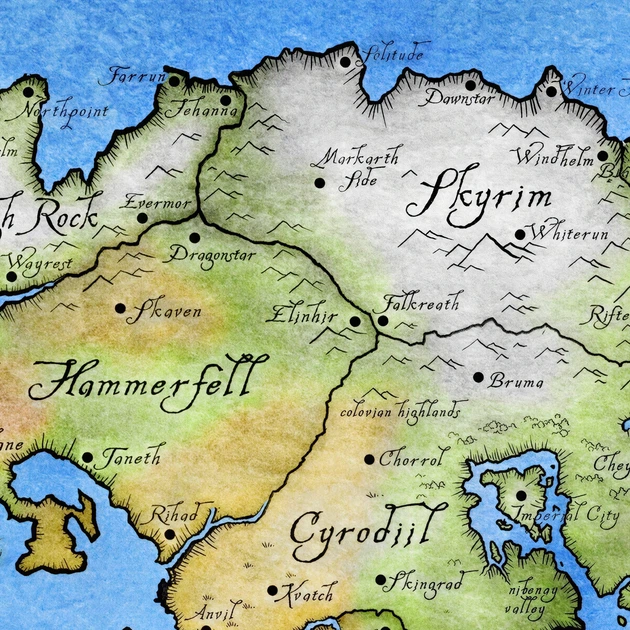 Інтер'єрна картина Тамріель, карта, Tamriel, Elder Scrolls, TES, декор кімнати геймера, 30×42 см (id6586) - зображення 4