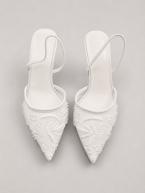 Слингбэки с вышивкой, туфли в стиле Zara Женские Meideli Белый 37 (24 см) Код: F566 white - Фото 3 Слингбэки с вышивкой, туфли в стиле Zara Женские Meideli Белый 37 (24 см) Код: F566 white - изображение 3