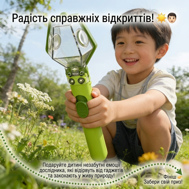 Детская лупа-ловушка для насекомых с увеличением 6x, с контейнером для наблюдения, портативная, зеленая - Фото 10 Детская лупа-ловушка для насекомых с увеличением 6x, с контейнером для наблюдения, портативная, зеленая - изображение 10