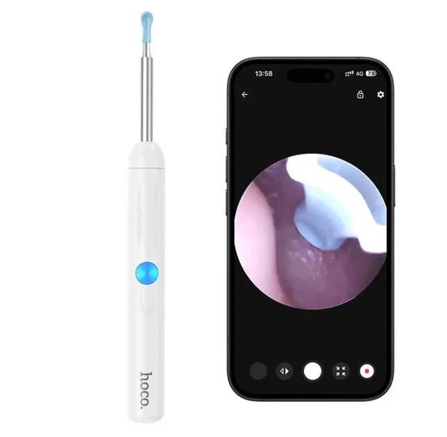 Умная ушная палочка Hoco HP65 с камерой и Wi-Fi 130mAh Белый - изображение 2