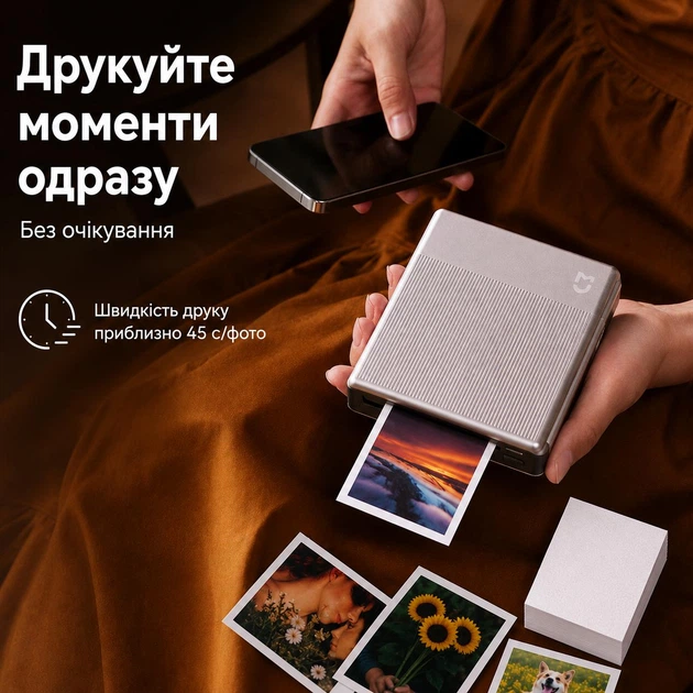 Портативний фотопринтер Mijia Pocket Photo Printer 1S Білий, ZINK, Bluetooth, друк фото 2×3", 313×512 dpi, USB Type-C, AR-фотографії - Фото 3 Портативний фотопринтер Mijia Pocket Photo Printer 1S Білий, ZINK, Bluetooth, друк фото 2×3", 313×512 dpi, USB Type-C, AR-фотографії - изображение 3